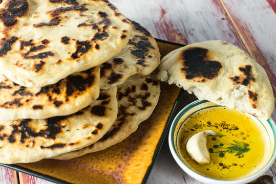 Homemade Indian fried Naan bread