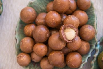 ripe macadamia nuts ready to eat