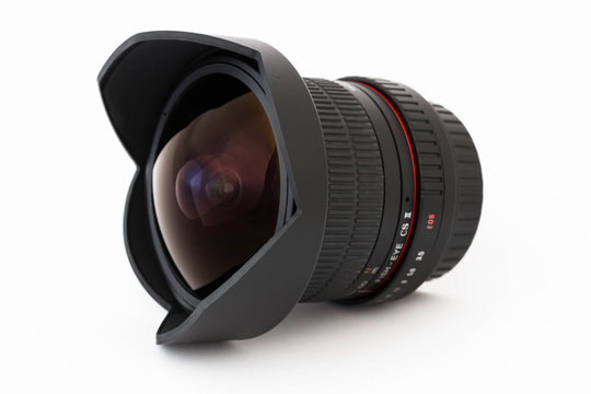 Camera lens fish-eye close-up