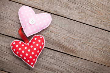 Fototapeta na wymiar Valentines day handmaded toy hearts