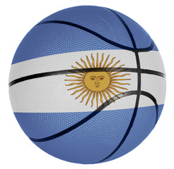 Basketball ball with flag of Argentina