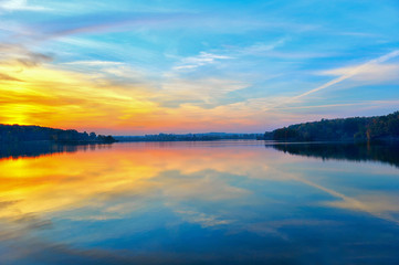 Plakat Sunset on the lake