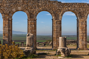 Fototapeta na wymiar Arches of the Basilica, Volubilis