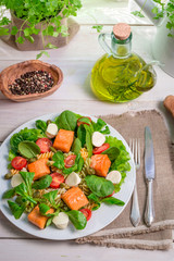 Salad with salmon and vegetables