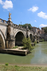 Beautiful view of Rome bridge, Italy