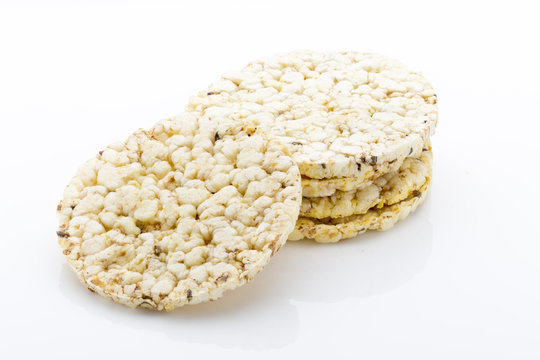 Corn crackers on the isolated white background.