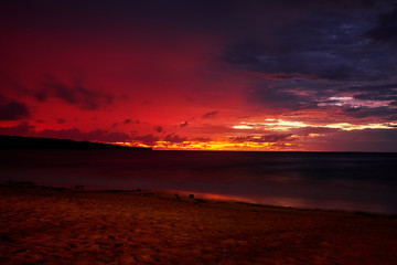 Fototapeta na wymiar Colourful sunset over a sea. Bali