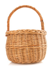 wicker basket on white background