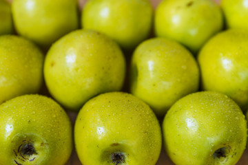 apples on wooden boards