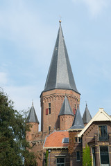 Fototapeta na wymiar church tower in center village