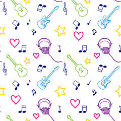 Music seamless pattern vector illustration