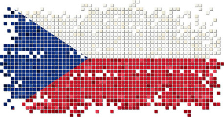 Czech grunge tile flag. Vector illustration