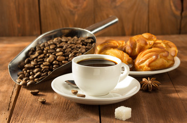 cup of coffee on wood