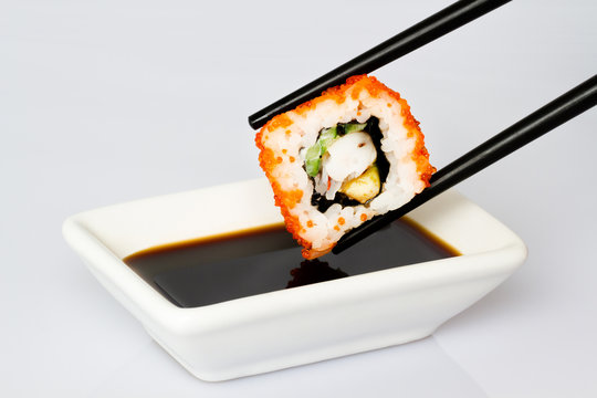 Sushi (Roll) on a white background