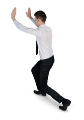 Business man push something