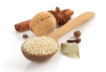 sesame seed on white background