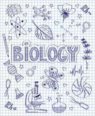 Fototapeta na wymiar Hand drawn biology set