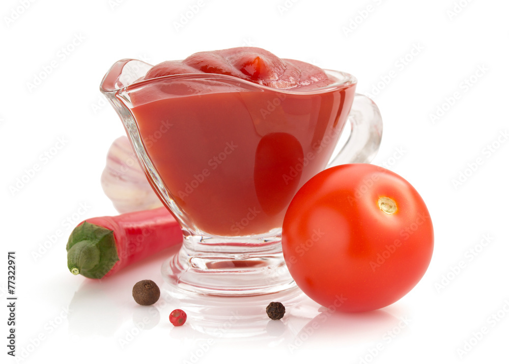 Wall mural tomato sauce on white background