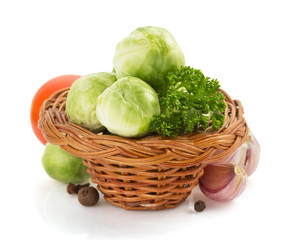 brussels sprouts cabbage isolated on white