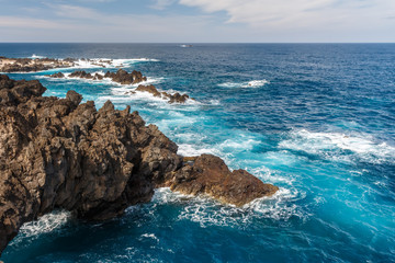 Rocky shore. Porto Moniz,  Madeira island, Portugal