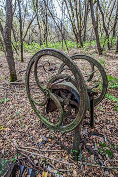 old chaff cutter in Stechanka abandoned village, Chernobyl Zone