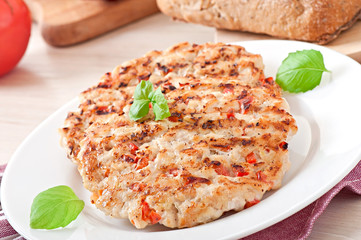 Chicken burgers grilled