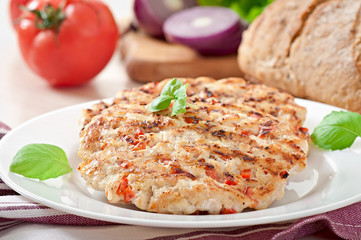 Chicken burgers grilled