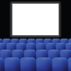 cinema with blue curtain