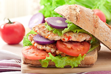 Chicken burgers grilled