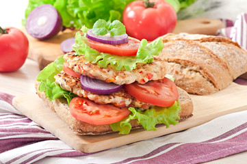 Chicken burgers grilled