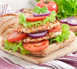 Chicken burgers grilled