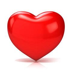 Big red heart. 3D render illustration isolated on white