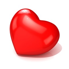 Big red heart. 3D render illustration isolated on white