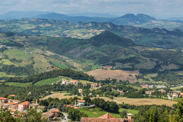 Fototapeta na wymiar landscape view of hills in Emilia Romagna, Italy