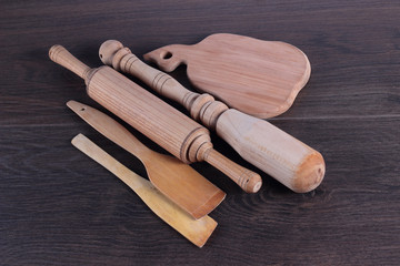 Obraz na płótnie Canvas Wooden kitchen accessories