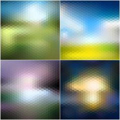 Abstract blurred backgrounds set, abstract templates vector