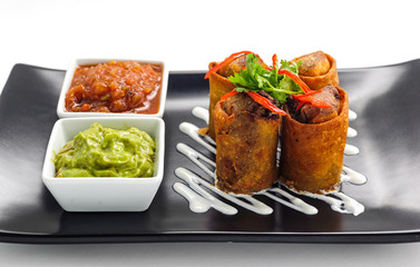 Springroll - traditional Asian appetizer on a plate