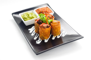 Springroll - traditional Asian appetizer on a plate