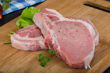 Raw t-bone steak