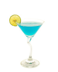 Glass of alcogolic cocktail isolated on white
