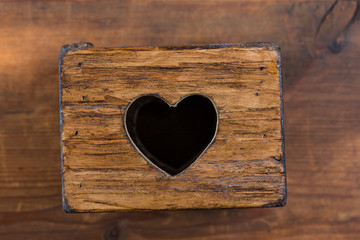 heart shape rustic weathered wooden background