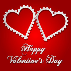 Illustration of Valentine's card with gear style hearts