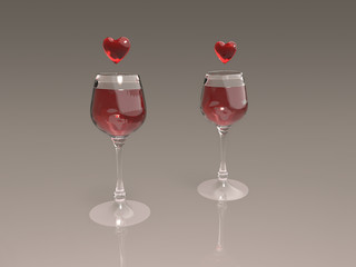 copas de vino con corazones