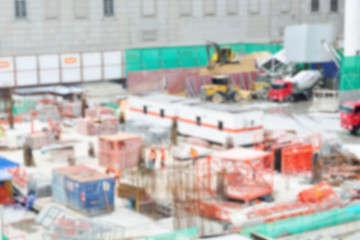 Blur or defocus image of Worker in Construction site as backgrou