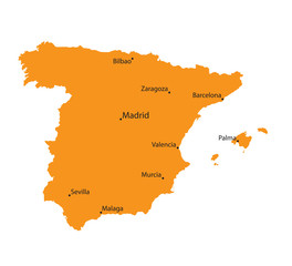 Orange map of Spain