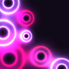Dark background with pink and white neon rings