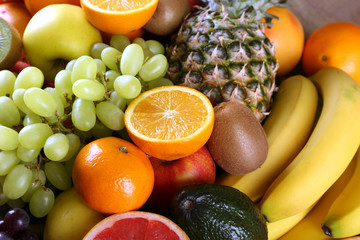 Assortment of exotic fruits close-up