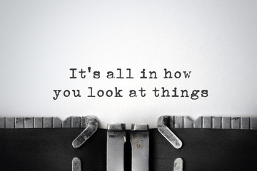 Perspectives. Inspirational quote typed on an old typewriter. - obrazy, fototapety, plakaty