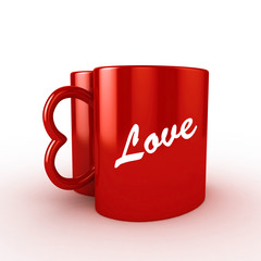 3d Heart Cup written Love (Left Perspective) - isolated