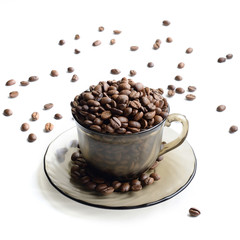 Cup of coffee beans - stock photo